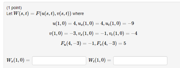 Solved 1 Point Let W S T F U S T V S T Where Chegg Com