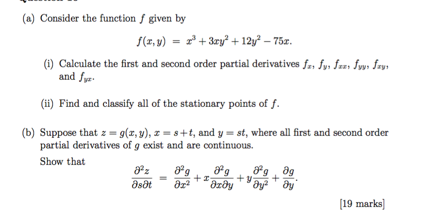 Solved (a) Consider the function f given by (i) Calculate | Chegg.com