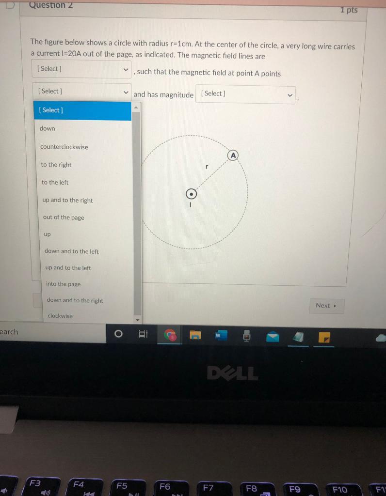 Solved Question 2 1 pts The figure below shows a circle with | Chegg.com