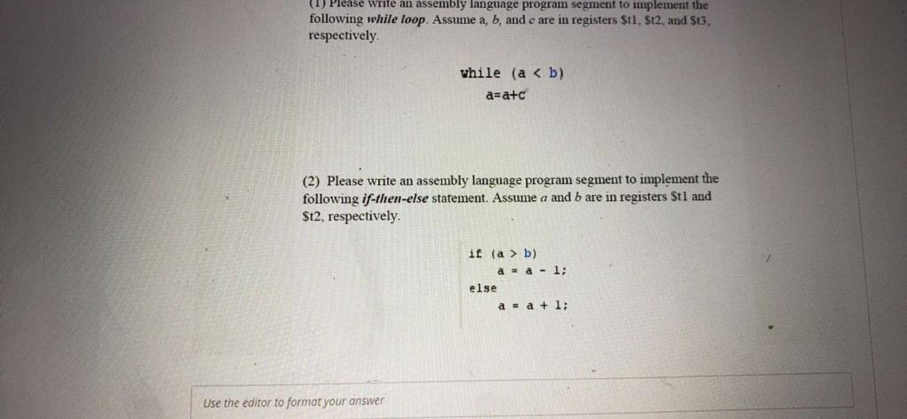 Solved Following While Loop. Assume A,b, And C Are In | Chegg.com