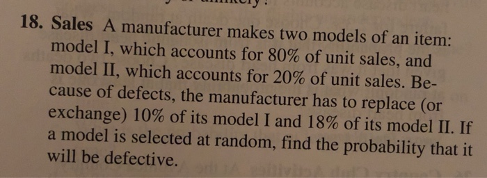 solved-18-sales-a-manufacturer-makes-two-models-of-an-item-chegg