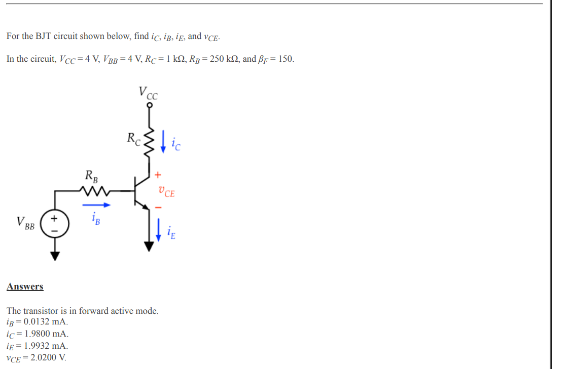 Solved For The BJT Circuit Shown Below, Find IC,iB,iE, And | Chegg.com