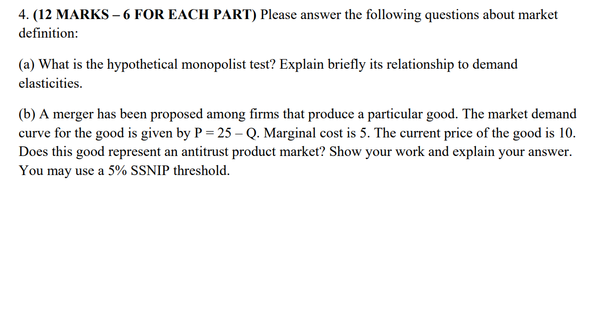 Solved 4. (12 MARKS - 6 FOR EACH PART) Please Answer The | Chegg.com