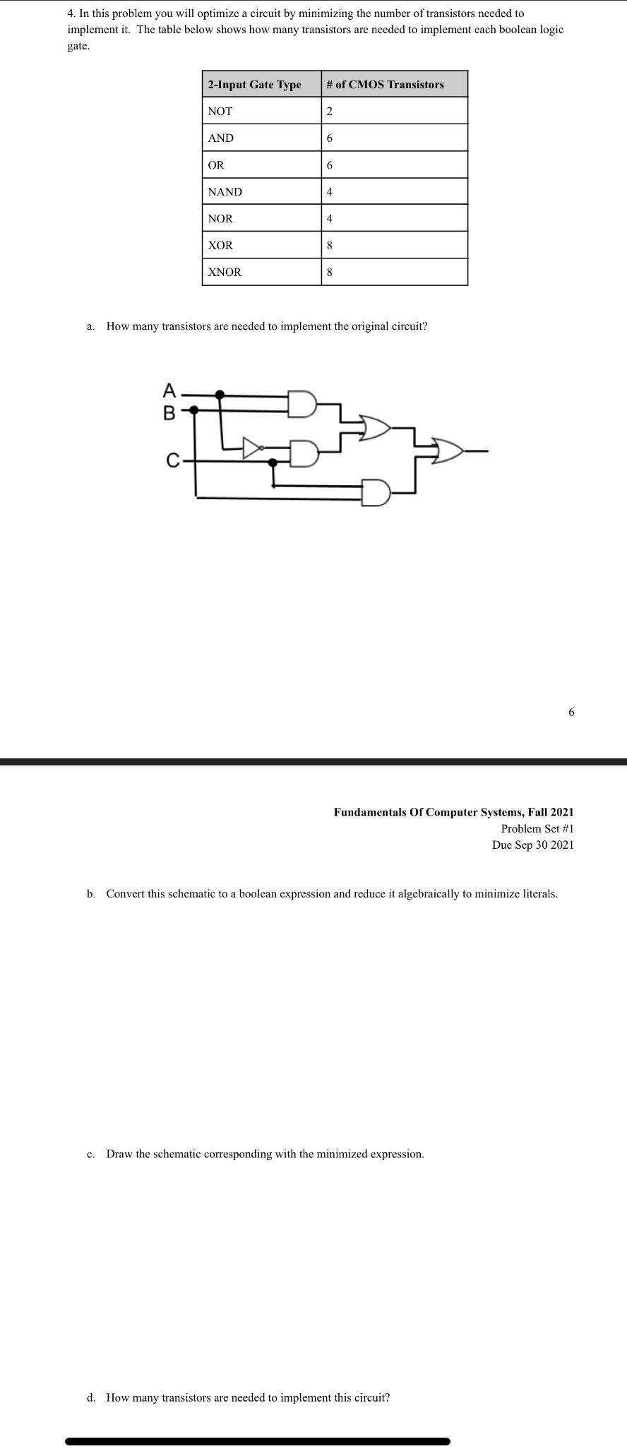 Solved 4. In this problem you will optimize a circuit by