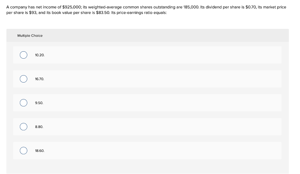 Solved A company has net of 925,000; its weighted