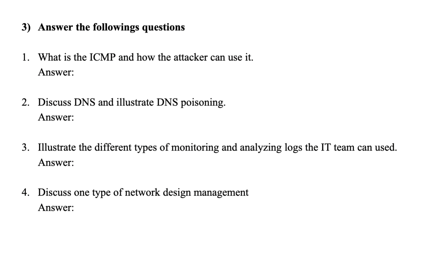 Solved 3) Answer the followings questions 1. What is the | Chegg.com
