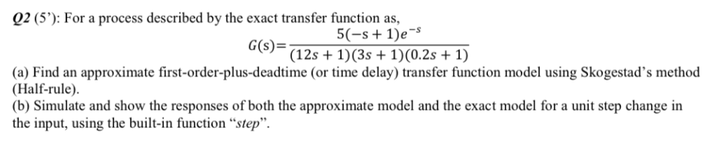 02 (5): For a process described by the exact transfer | Chegg.com