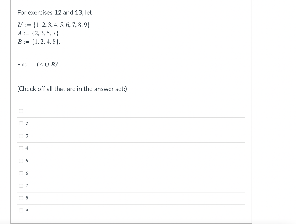 Solved For Exercises 12 And 13, Let V:= {1, 2, 3, 4, 5, 6, | Chegg.com