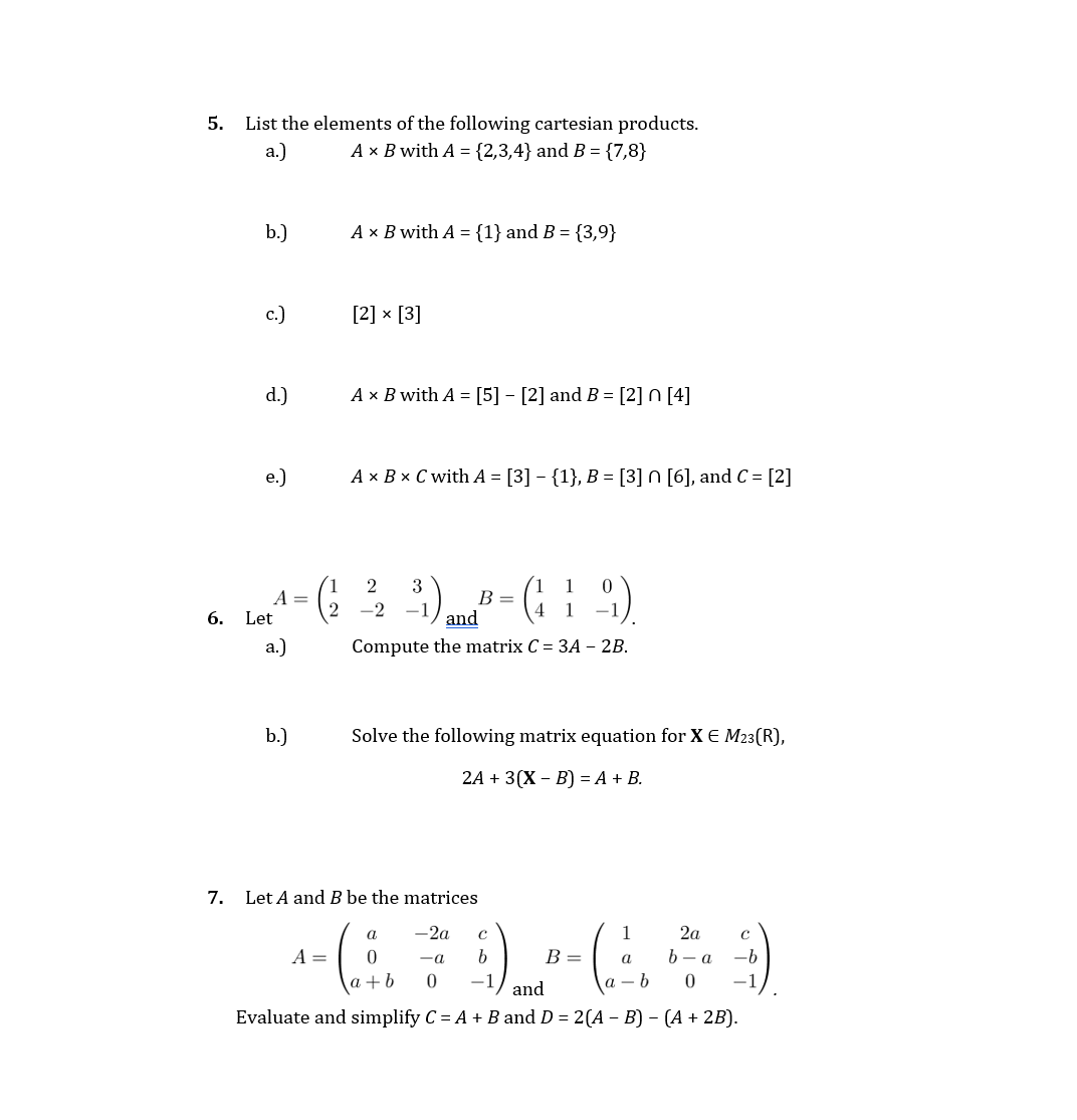 Solved 5. List the elements of the following cartesian | Chegg.com