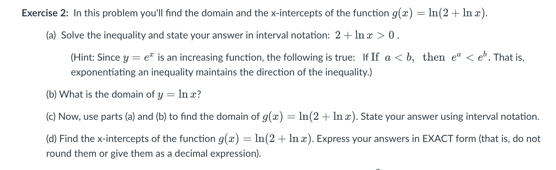 Solved Exercise 2: In this problem you'll find the domain | Chegg.com
