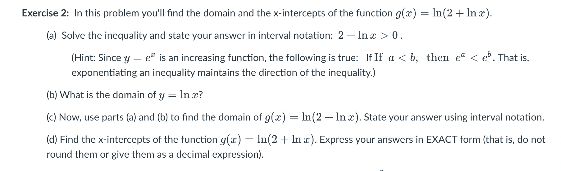 Solved Exercise 2: In This Problem You'll Find The Domain | Chegg.com