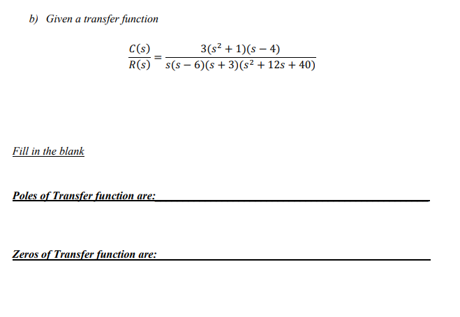 Solved (20pts) 1) Laplace transform and transfer function A | Chegg.com