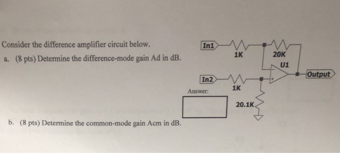 Solved Consider the difference amplifier circuit below. a. | Chegg.com