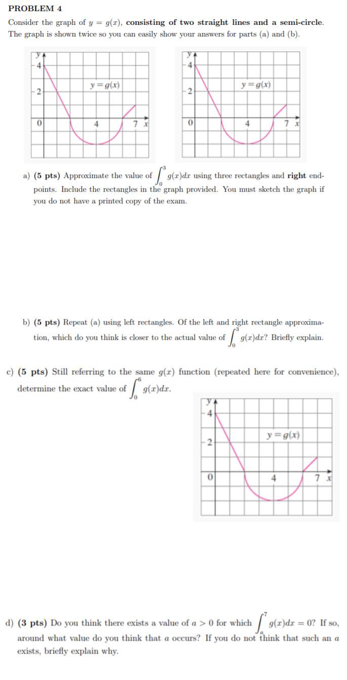 Solved PROBLEM 4 Consider the graph of y = 9(2), consisting | Chegg.com