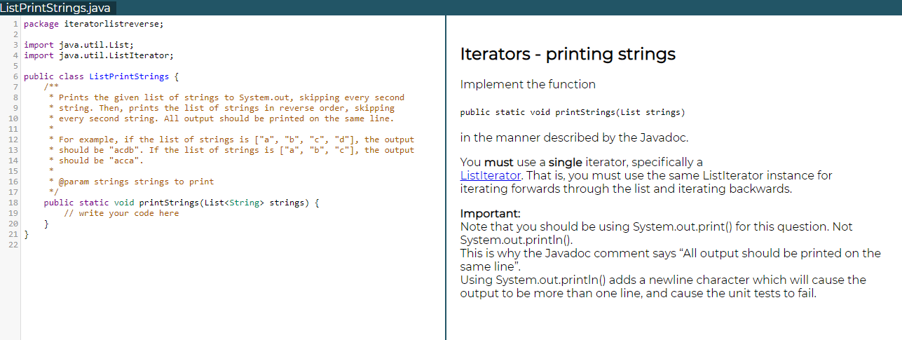 Solved Listprintstrings.Java 1 Package Iteratorlistreverse; | Chegg.Com