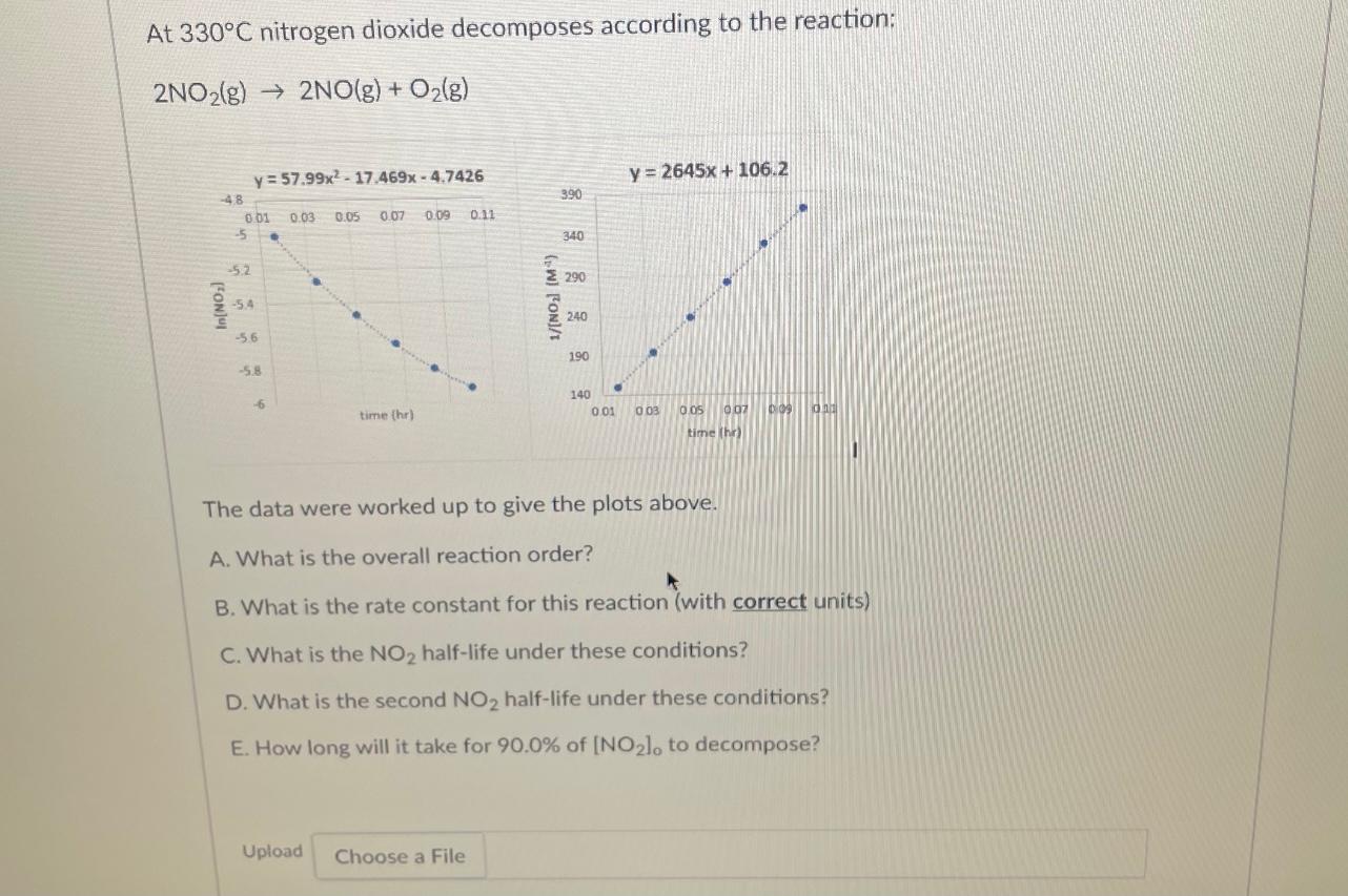 Solved At 330°C nitrogen dioxide according to the