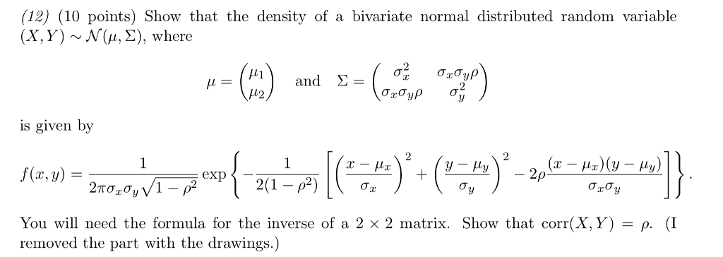Solved (12) (10 points) Show that the density of a bivariate | Chegg.com