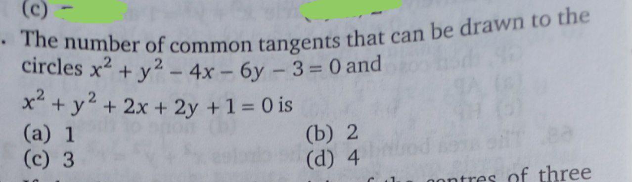 Solved C The Number Of Common Tangents That Can Be Drawn Chegg Com