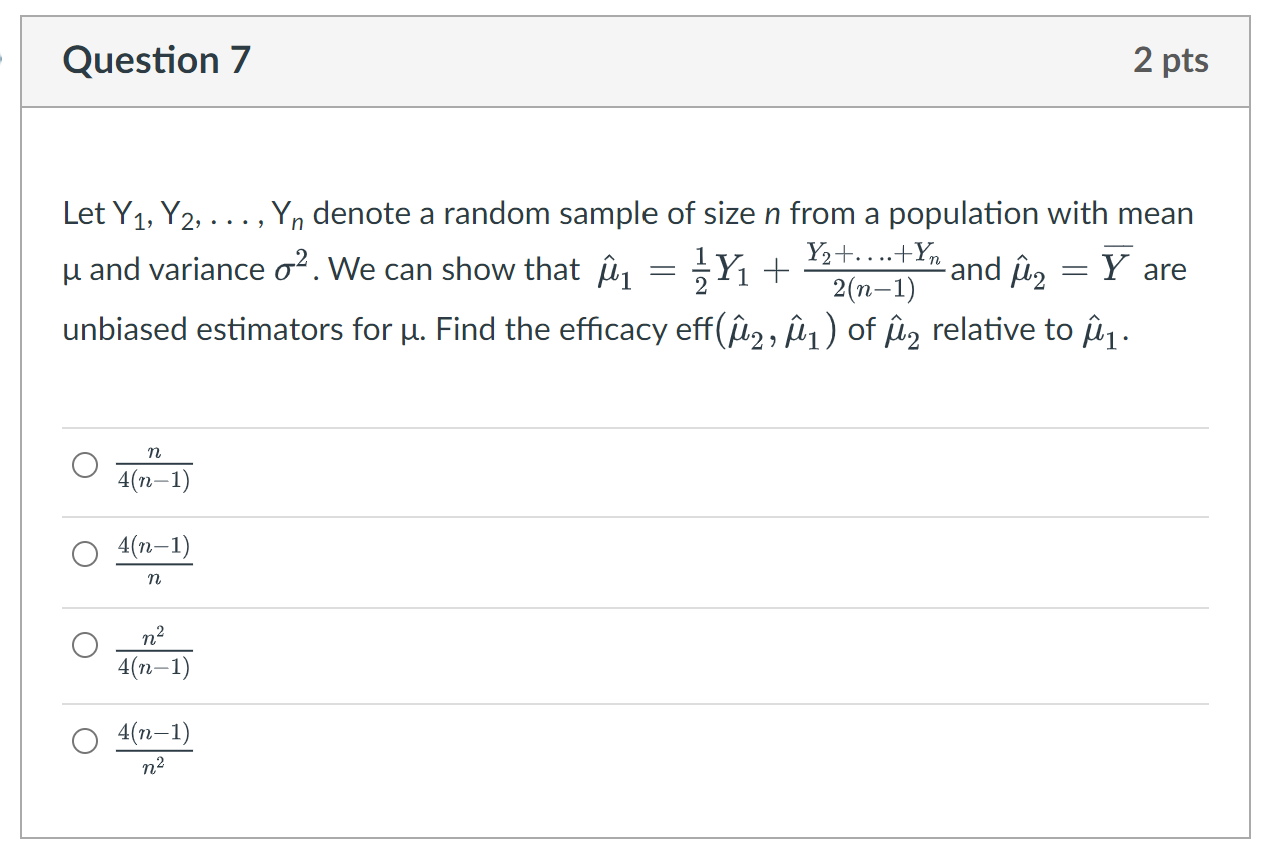 Solved Let Y1,Y2,…,Yn Denote A Random Sample Of Size N From | Chegg.com