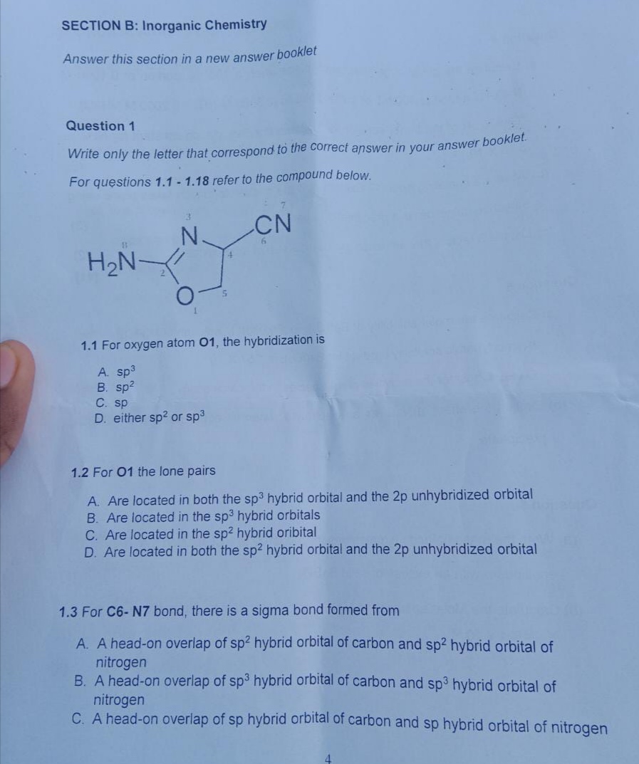 Solved SECTION B: Inorganic Chemistry Answer This Section In | Chegg.com