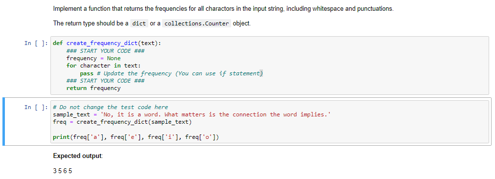 Solved Implement a function that returns the frequencies for | Chegg.com