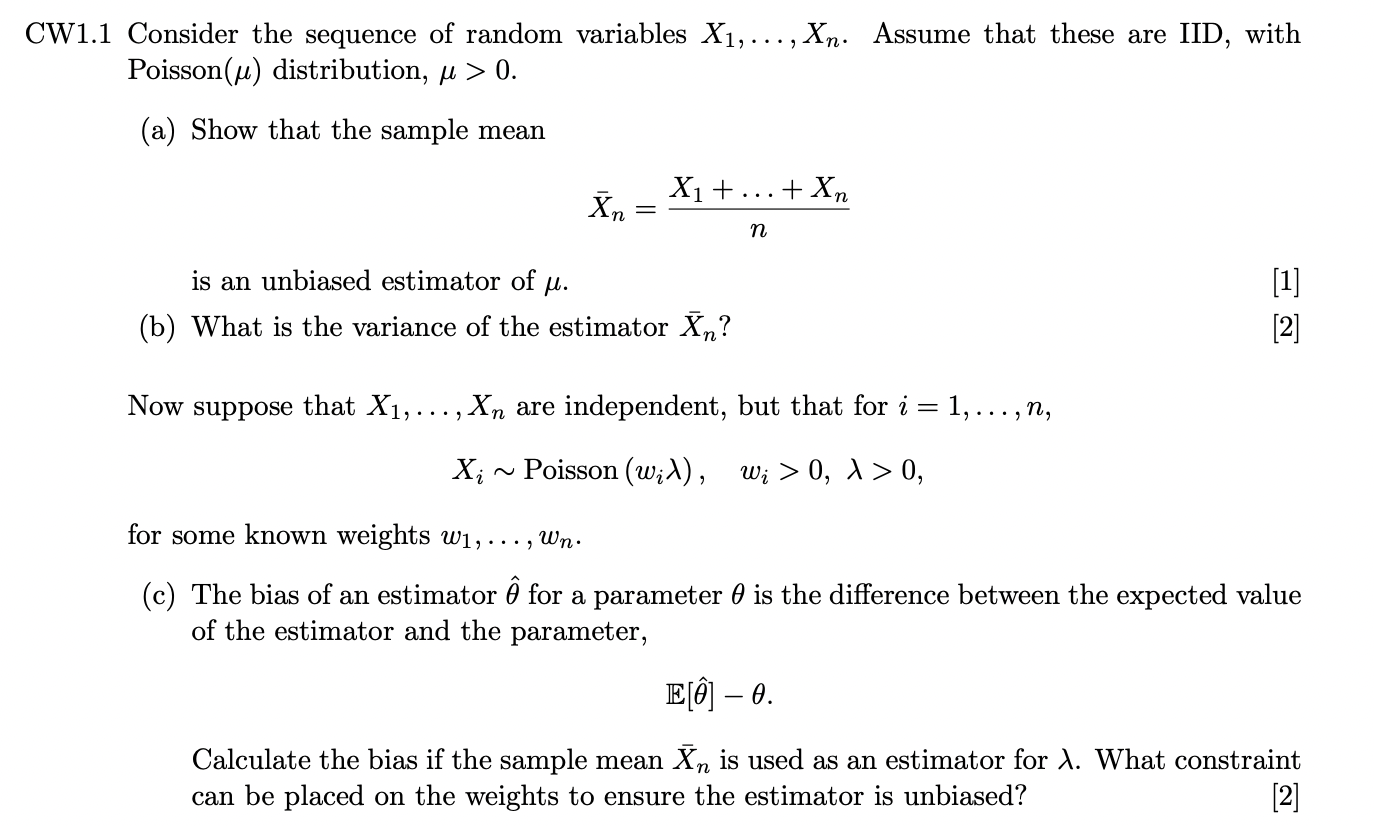 Solved W1.1 Consider The Sequence Of Random Variables | Chegg.com