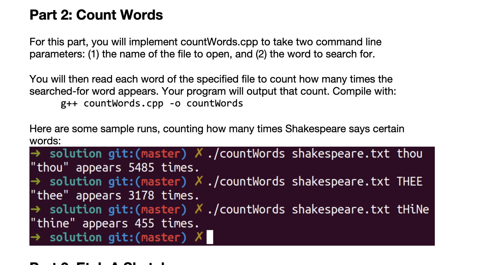 Solved Part 2: Count Words For this part, you will implement | Chegg.com