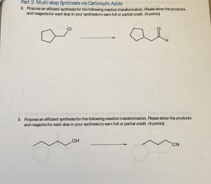 Solved Part 2: Multi-step Synthesis Via Carboxylic Acids 8. | Chegg.com