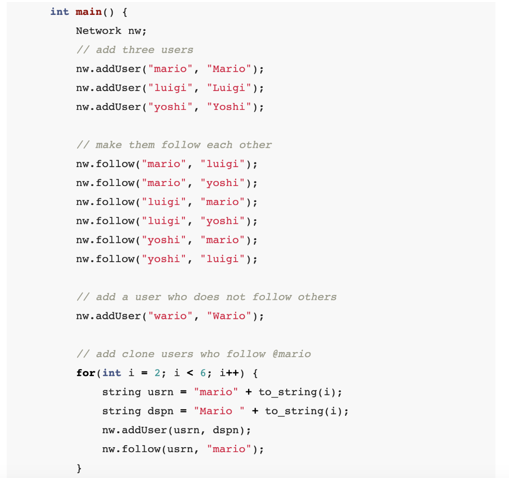Solved Write a new program social3.cpp, which is an improved | Chegg.com