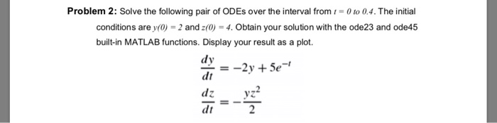 Solved Problem 2: Solve the following pair of ODEs over the | Chegg.com