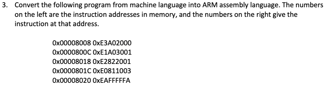 Solved 3. Convert the following program from machine | Chegg.com