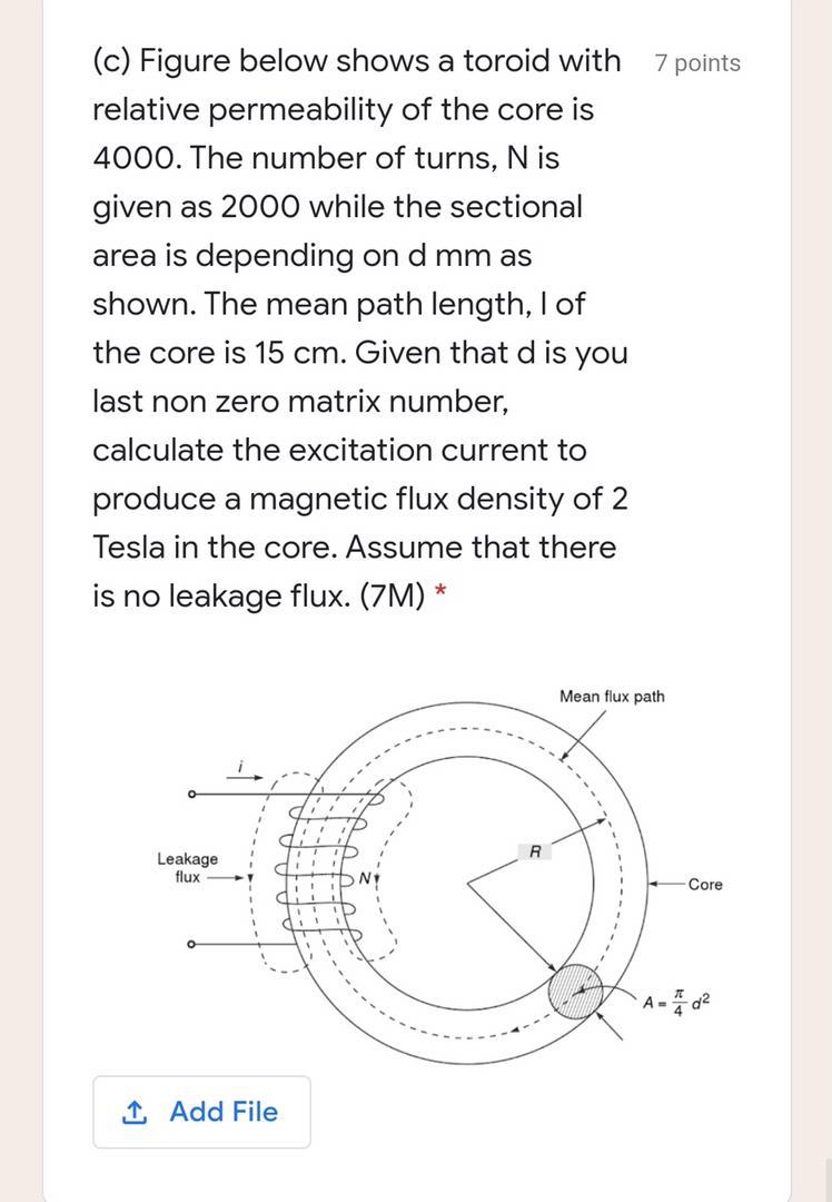 Solved (c) Figure below shows a toroid with 7 points | Chegg.com