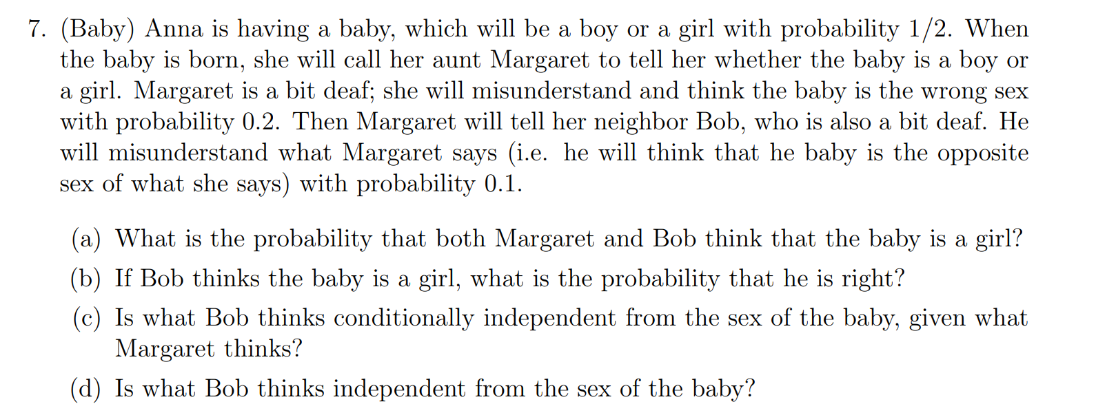 7. (Baby) Anna is having a baby, which will be a boy | Chegg.com