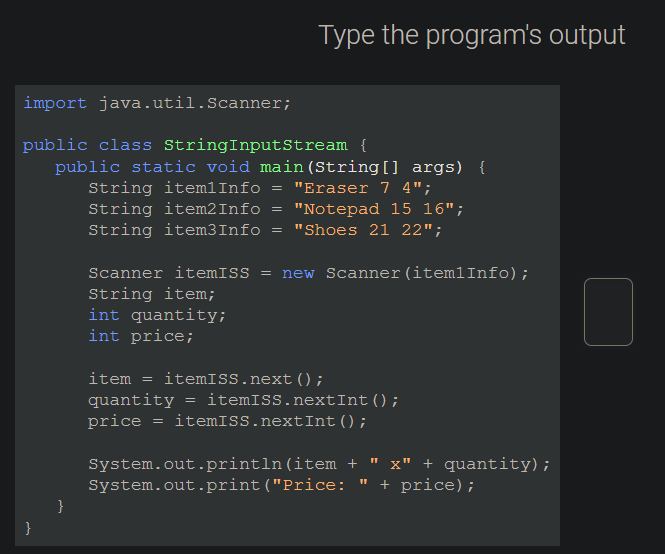 Solved Type the program's output import java.util.Scanner; | Chegg.com