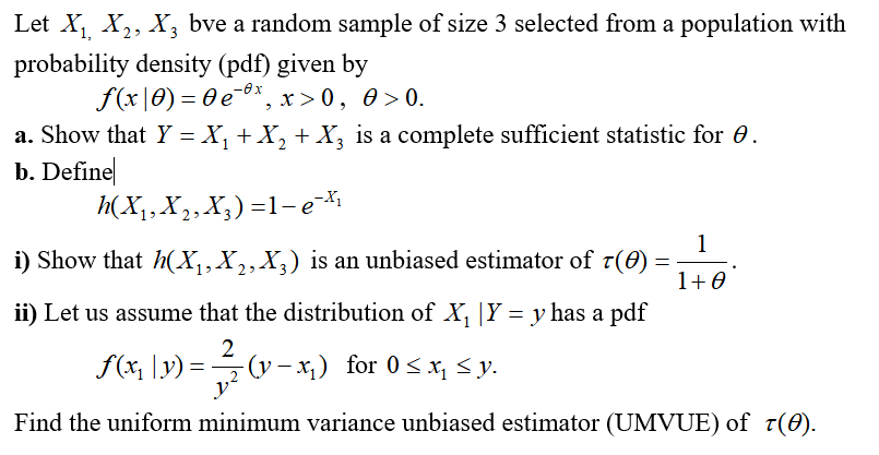 Solved Let X₁ X₂, X3 bve a random sample of size 3 selected | Chegg.com