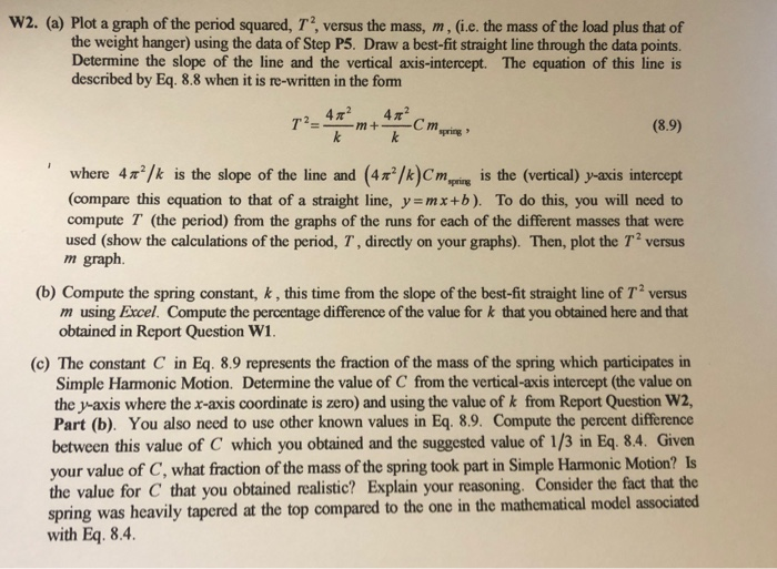 Solved W2. (a) Plot a graph of the period squared, T2, | Chegg.com