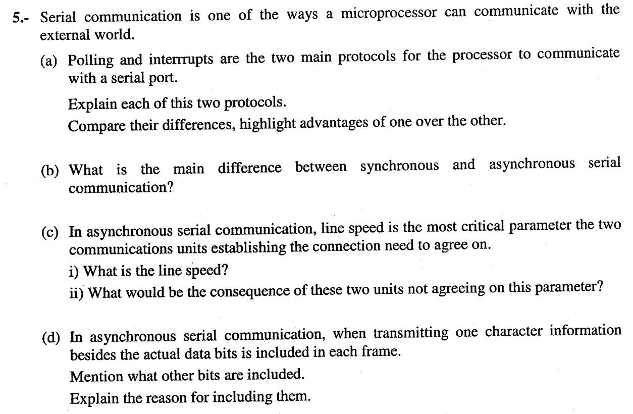 Solved 5.- Serial communication is one of the ways a | Chegg.com