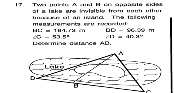 Solved 7. Two points A and B on opposite sides of a lake are | Chegg.com