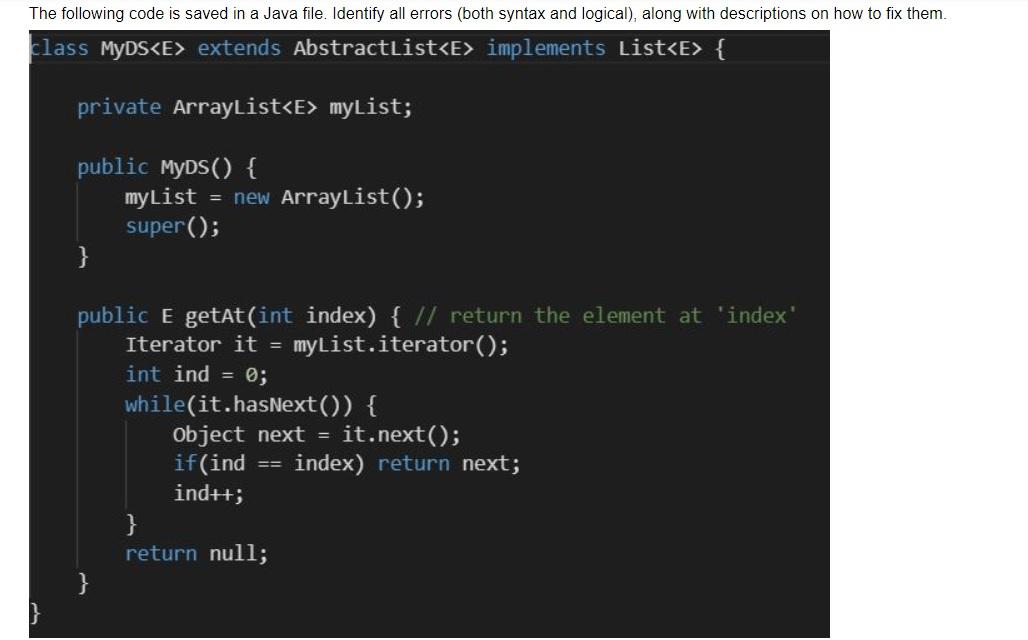 Solved The following code is saved in a Java file. Identify | Chegg.com