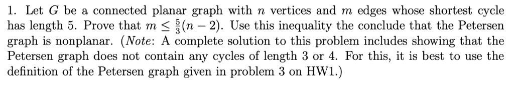 Solved 1. Let G be a connected planar graph with n vertices | Chegg.com