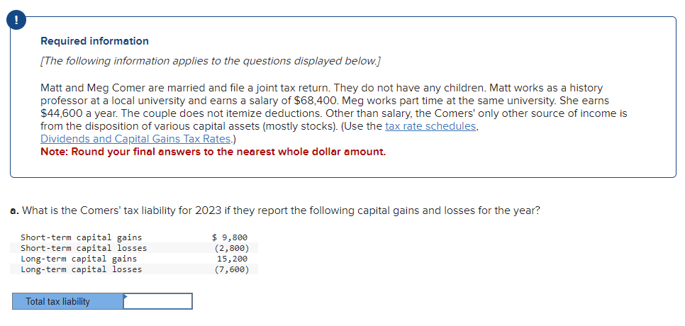 Solved B. What Is The Comers' Tax Liability For 2023 If They | Chegg.com