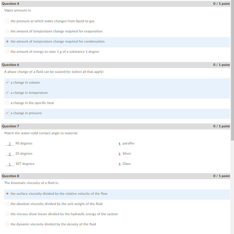 Solved Question 4 0/1 point Vapor pressure is: the pressure | Chegg.com