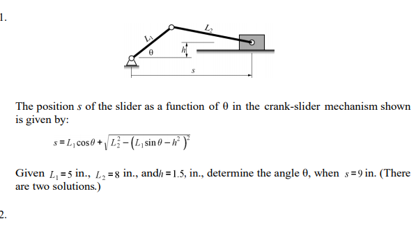 Solved In The Crank-slider Mechanism Shown The Position S Of | Chegg.com