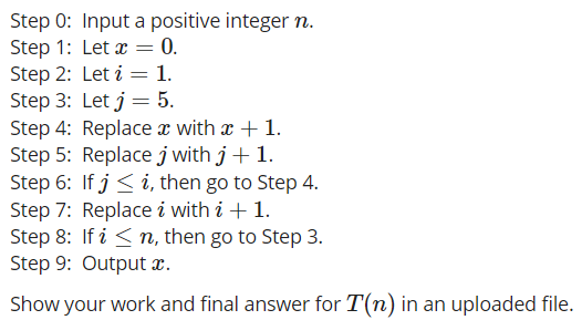 Solved For The Following Algorithm Find The Complexity F Chegg Com