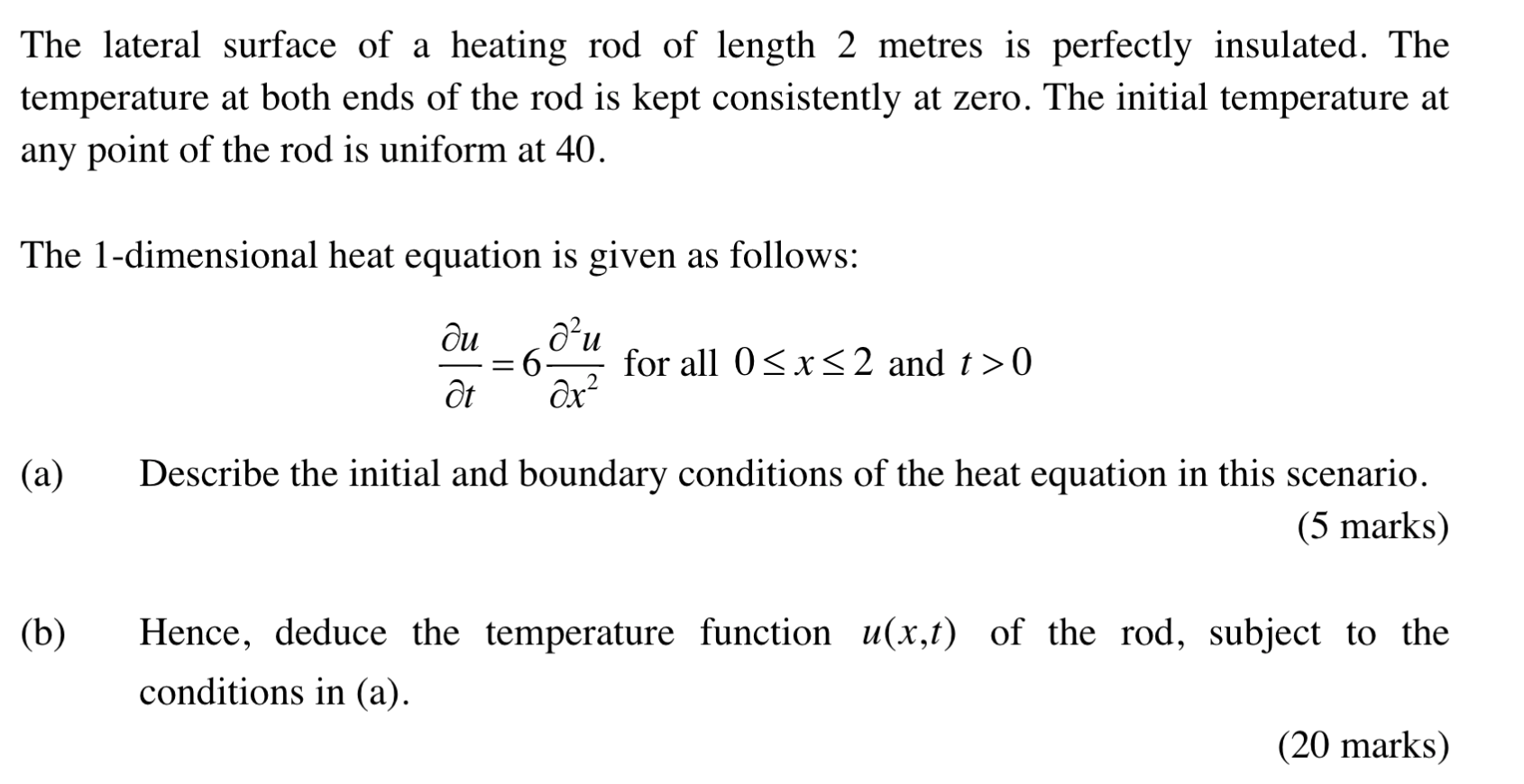 Solved The Lateral Surface Of A Heating Rod Of Length 2 