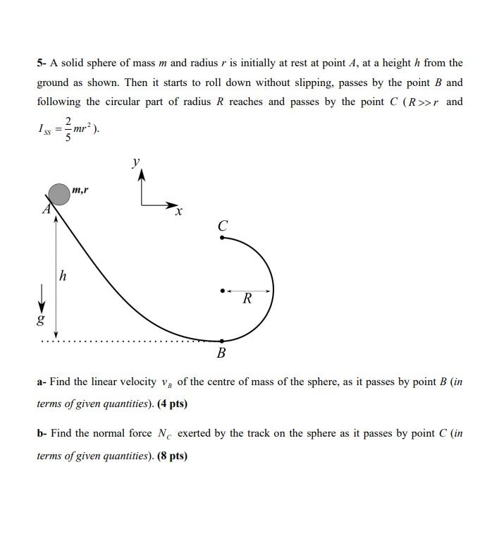 Solved - A solid sphere of mass m and radius r is initially | Chegg.com