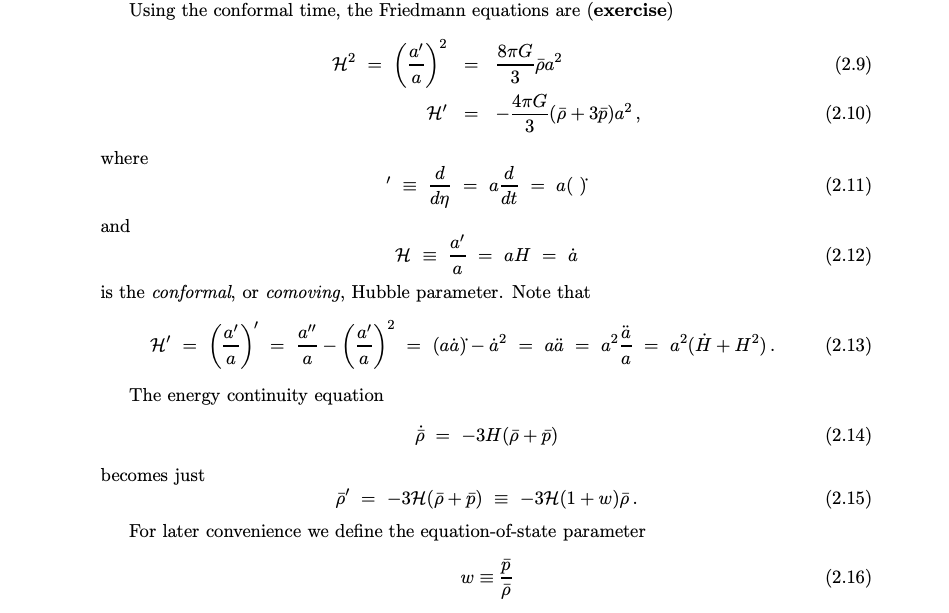 Solved Using the conformal time, the Friedmann equations are | Chegg.com