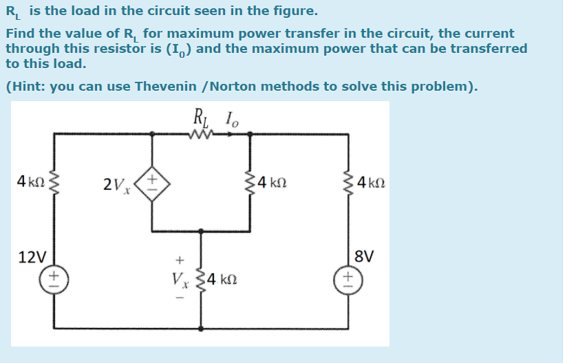 Solved R, is the load in the circuit seen in the figure. | Chegg.com