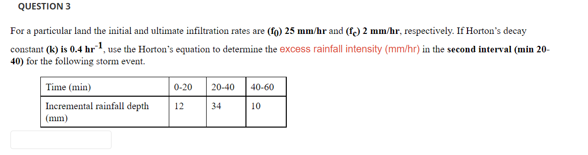 Solved For a particular land the initial and ultimate | Chegg.com