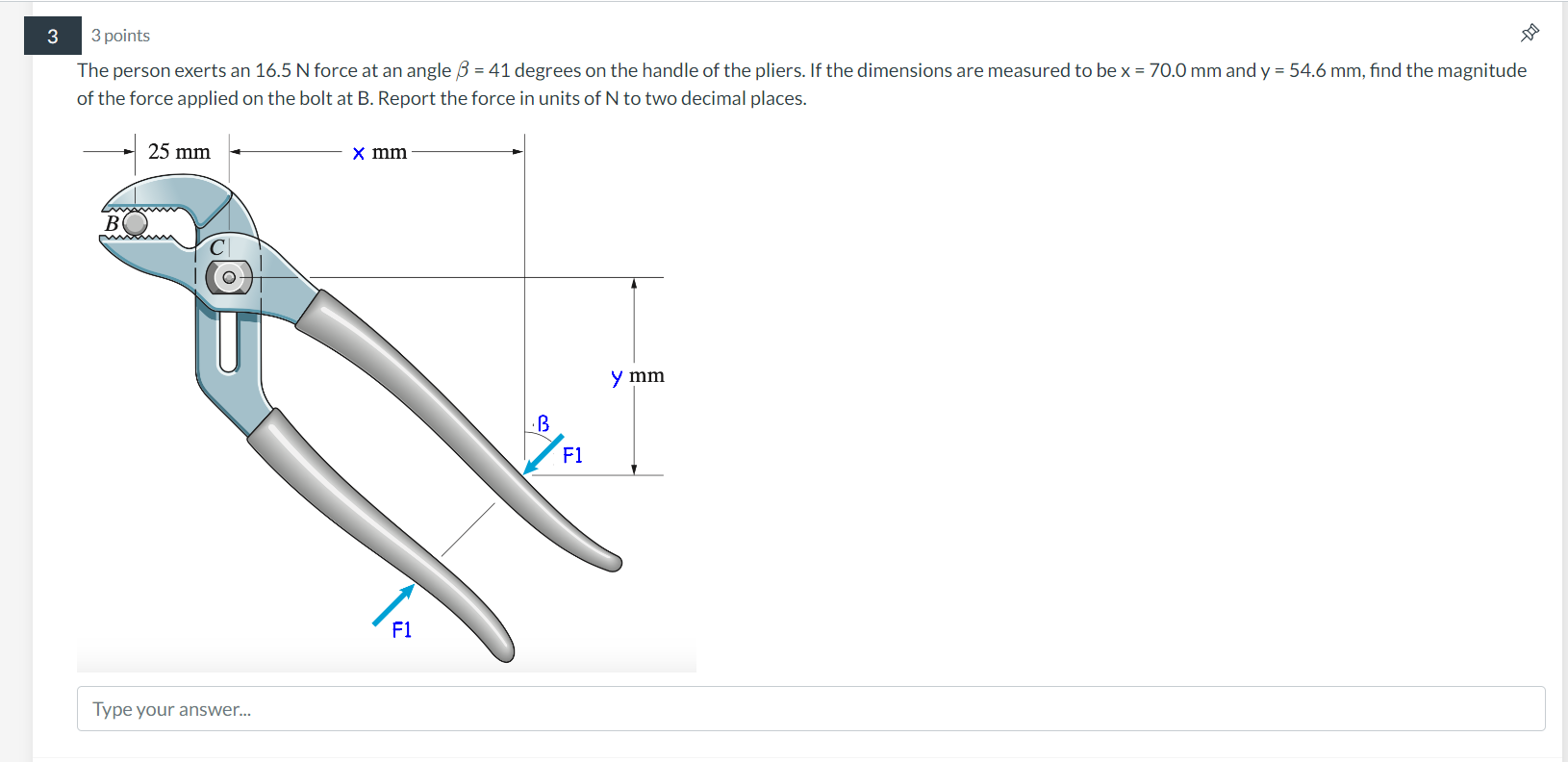 Solved The person exerts an 16.5 N force at an angle β=41